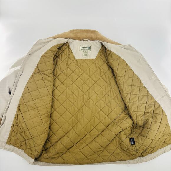 Vintage LL Bean Chore Coat Mens Size Large Beige Cotton Barn Jacket 90s Outdoor - Picture 5 of 13